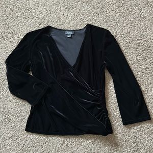 vintage black velvet wrap blouse